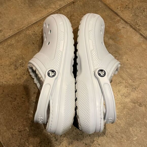 Crocs Blue Classic Lined Clog Shoes Unisex M9 W11 Comfort Faux Fur - Picture 9 of 10